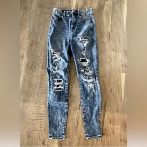 AMERICAN EAGLE Jeans Size 2 Reg Distressed High Waist Womens NWOT The Dream Jean